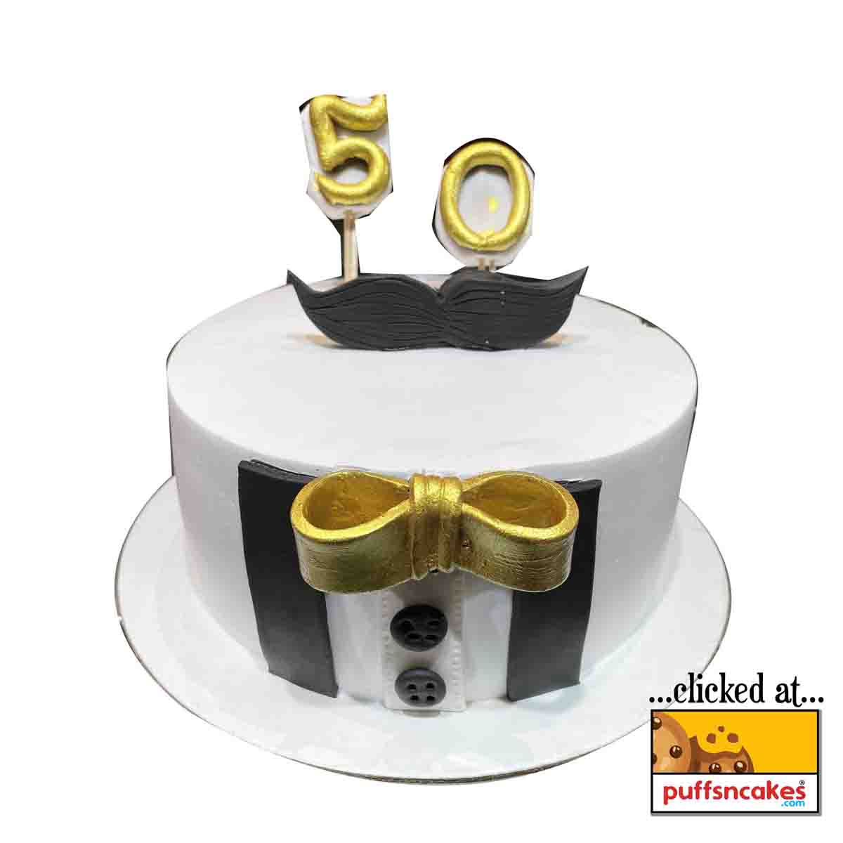 (1115) 50 Fifty Years Moustache Mooch Cake